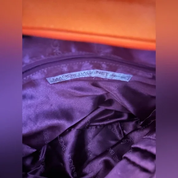 Maggie Net Bags Orange and White Checkered Backpack Seatbelt - Picture 5 of 6